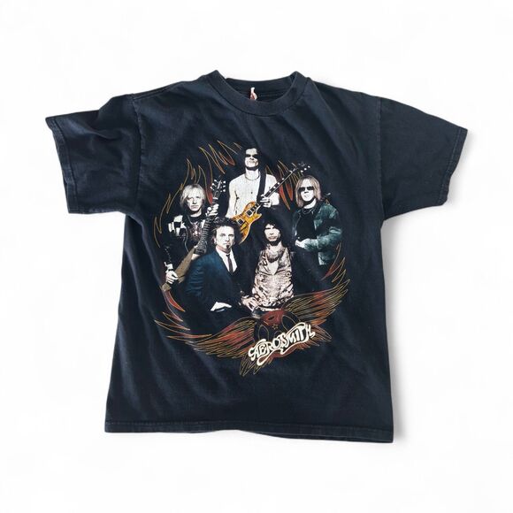 2009 Aerosmith World Tour Concert T-Shirt Medium Double Sided Rock Band Tee - Picture 1 of 6